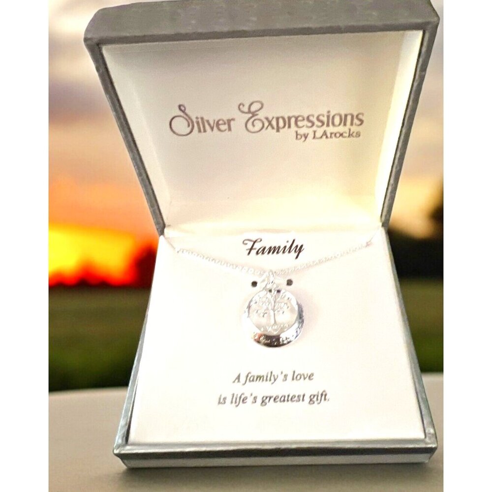 LA Rocks Silver Expressions Silver Necklace w TREE OF LIFE Pendant -New In Box